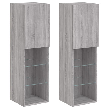 Mobili TV con Luci LED 2pz Grigio Sonoma 30,5x30x102 cm