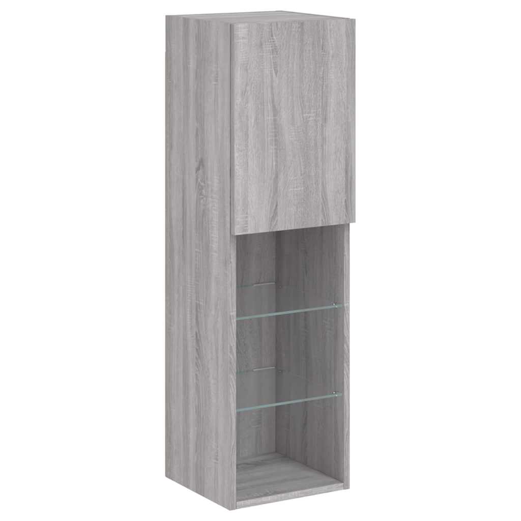 Mobili TV con Luci LED 2pz Grigio Sonoma 30,5x30x102 cm
