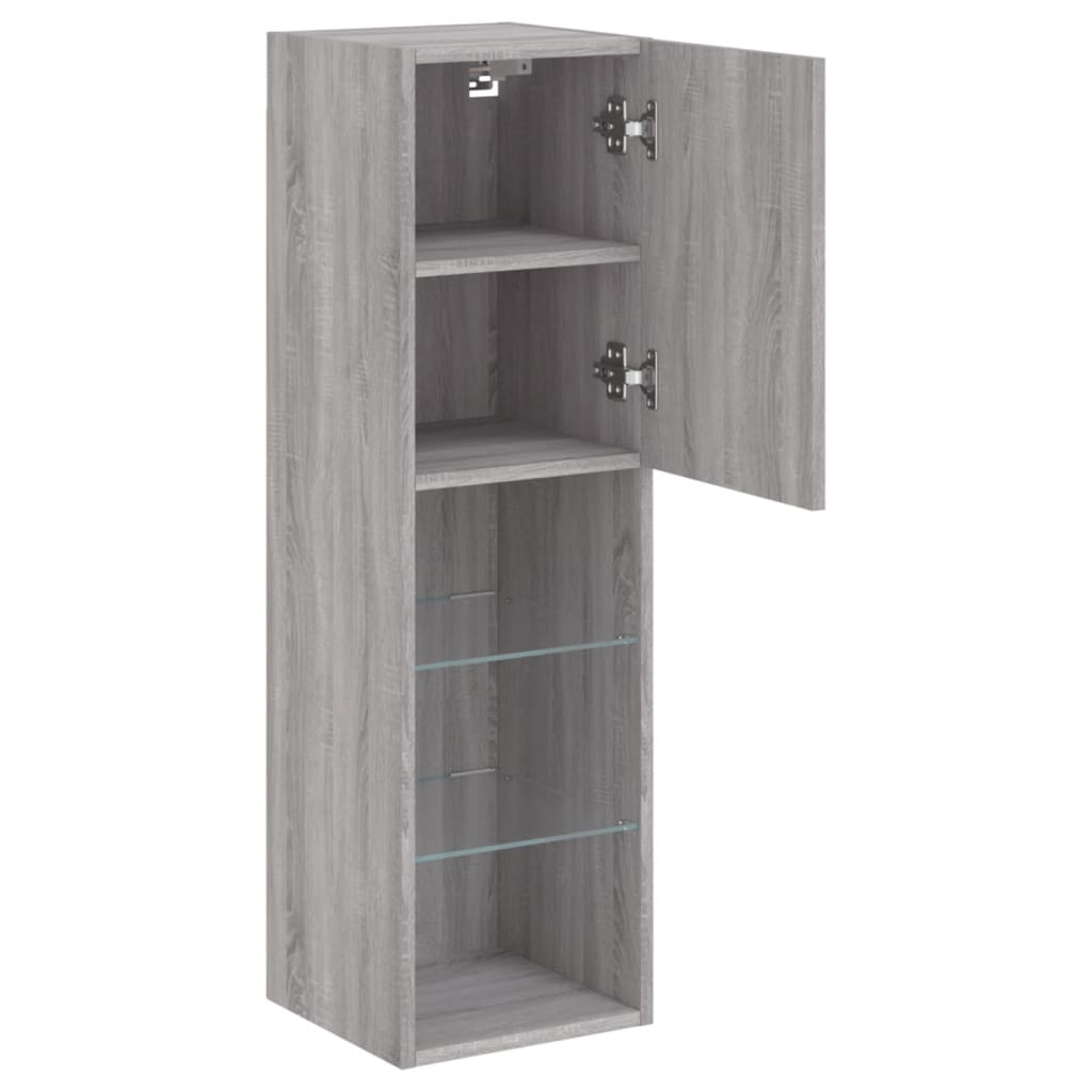 Mobili TV con Luci LED 2pz Grigio Sonoma 30,5x30x102 cm