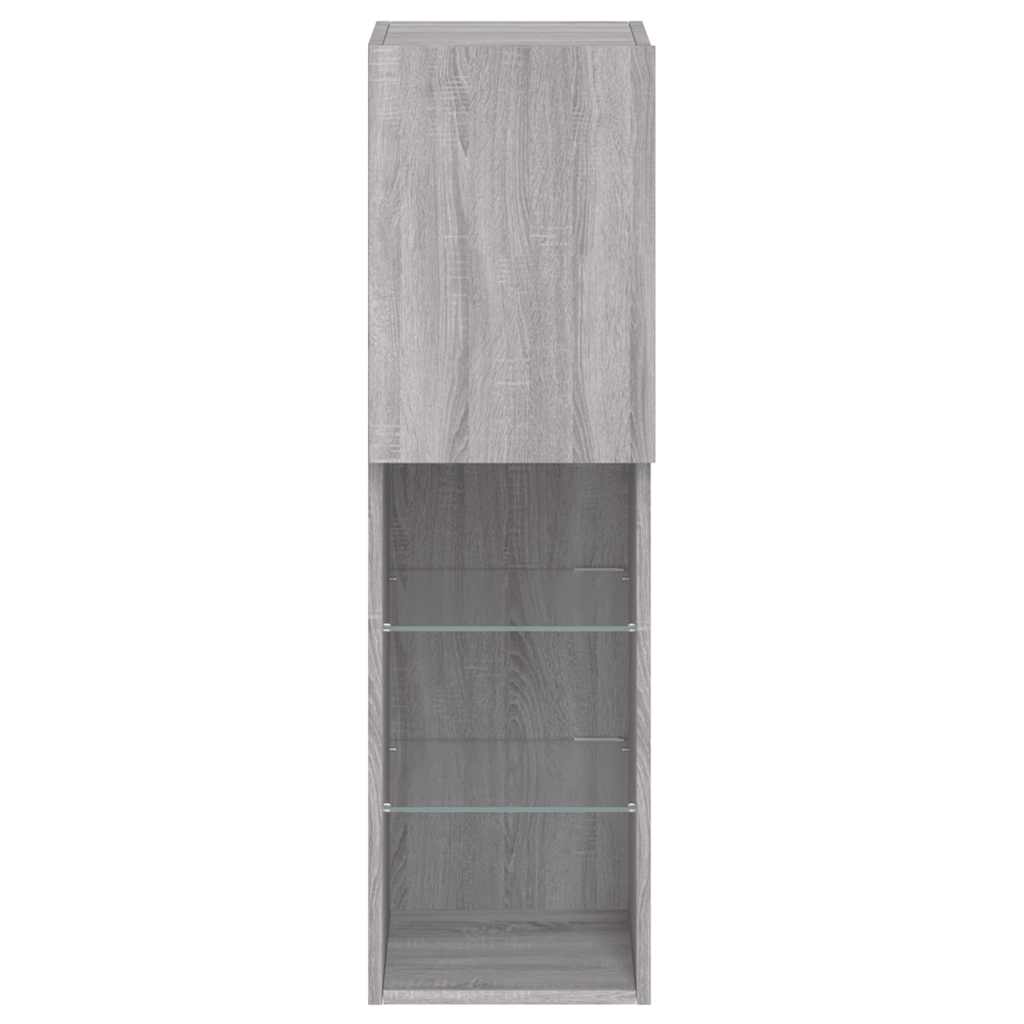 Mobili TV con Luci LED 2pz Grigio Sonoma 30,5x30x102 cm