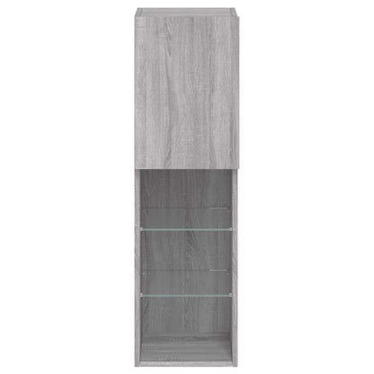 Mobili TV con Luci LED 2pz Grigio Sonoma 30,5x30x102 cm