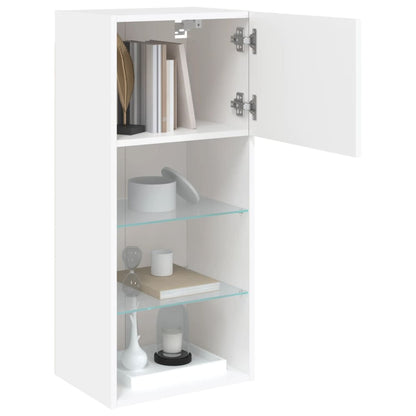 Mobili Porta TV con Luci LED 2 pz Bianchi 40,5x30x90 cm | homemem39