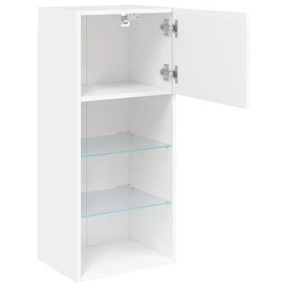Mobili Porta TV con Luci LED 2 pz Bianchi 40,5x30x90 cm | homemem39