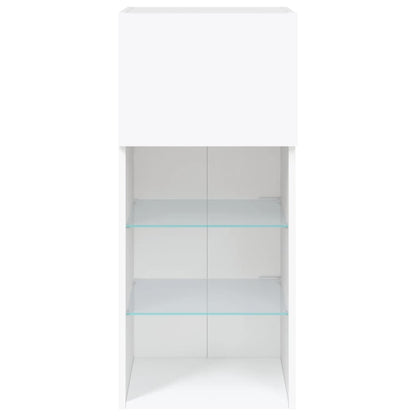 Mobili Porta TV con Luci LED 2 pz Bianchi 40,5x30x90 cm