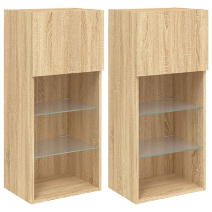 Mobili TV con Luci LED 2pz Rovere Sonoma 40,5x30x90 cm