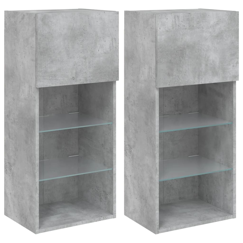 Mobili TV con Luci LED 2pz Grigio Cemento 40,5x30x90 cm | homemem39