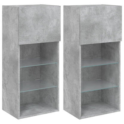 Mobili TV con Luci LED 2pz Grigio Cemento 40,5x30x90 cm | homemem39