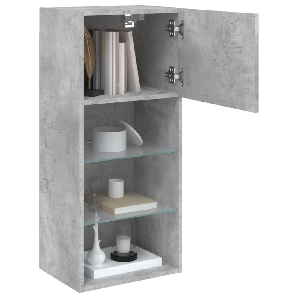 Mobili TV con Luci LED 2pz Grigio Cemento 40,5x30x90 cm | homemem39