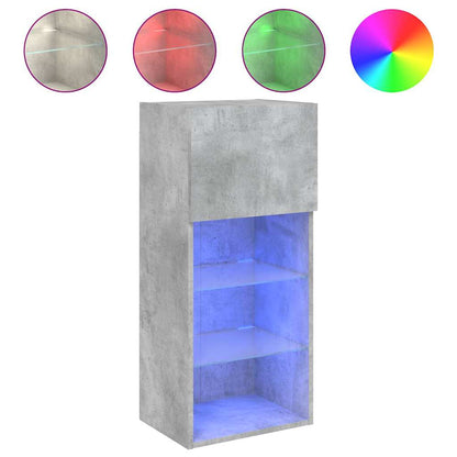 Mobili TV con Luci LED 2pz Grigio Cemento 40,5x30x90 cm | homemem39
