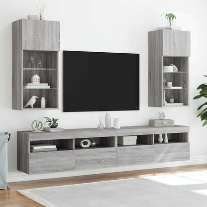 Mobile TV con Luci LED Grigio Sonoma 40,5x30x90 cm