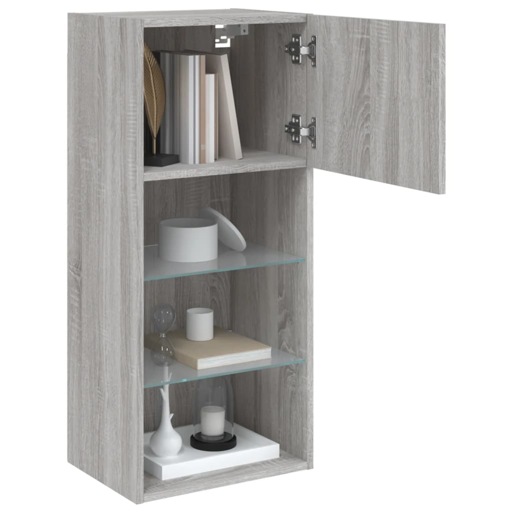 Mobili TV con Luci LED 2pz Grigio Sonoma 40,5x30x90 cm