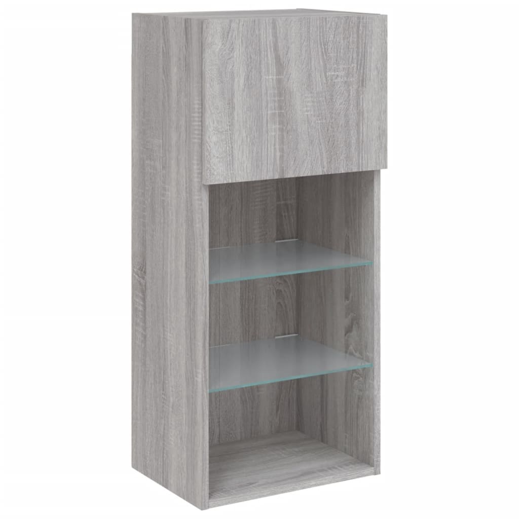 Mobili TV con Luci LED 2pz Grigio Sonoma 40,5x30x90 cm | homemem39