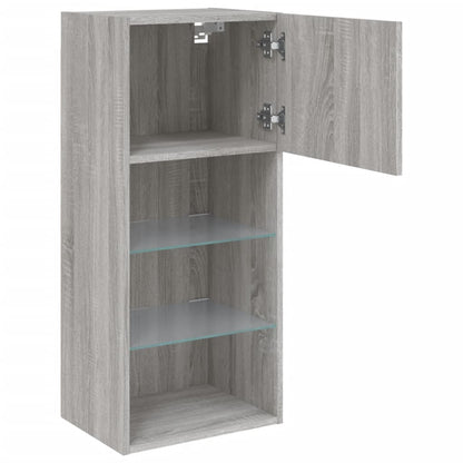 Mobili TV con Luci LED 2pz Grigio Sonoma 40,5x30x90 cm | homemem39