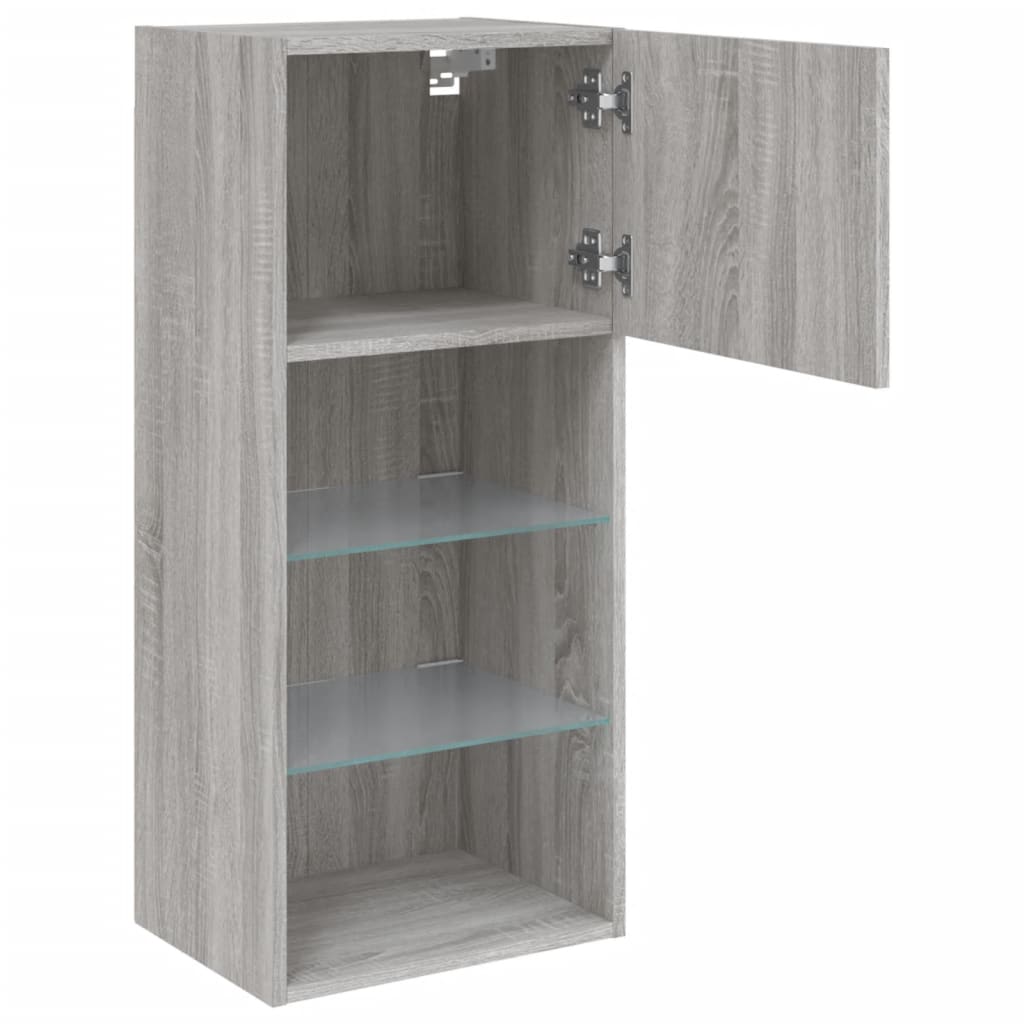 Mobili TV con Luci LED 2pz Grigio Sonoma 40,5x30x90 cm