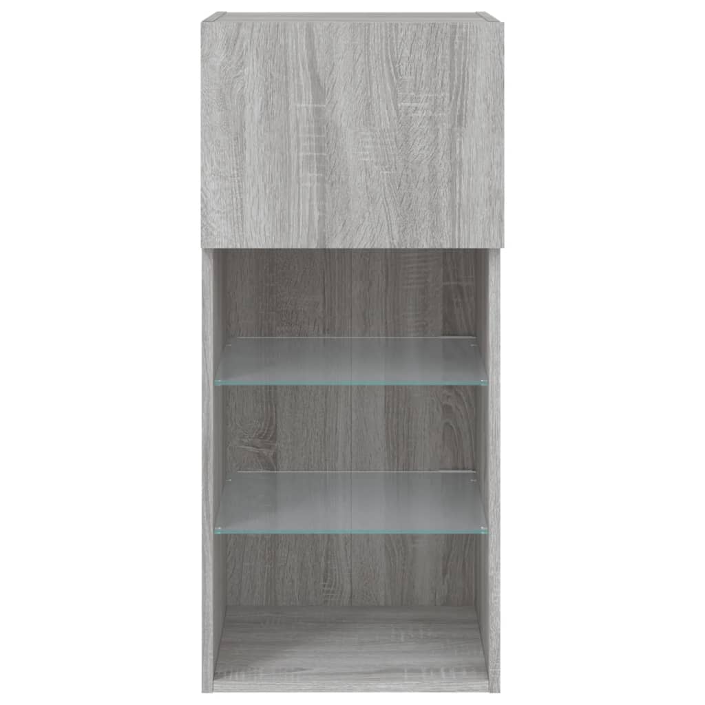 Mobili TV con Luci LED 2pz Grigio Sonoma 40,5x30x90 cm | homemem39