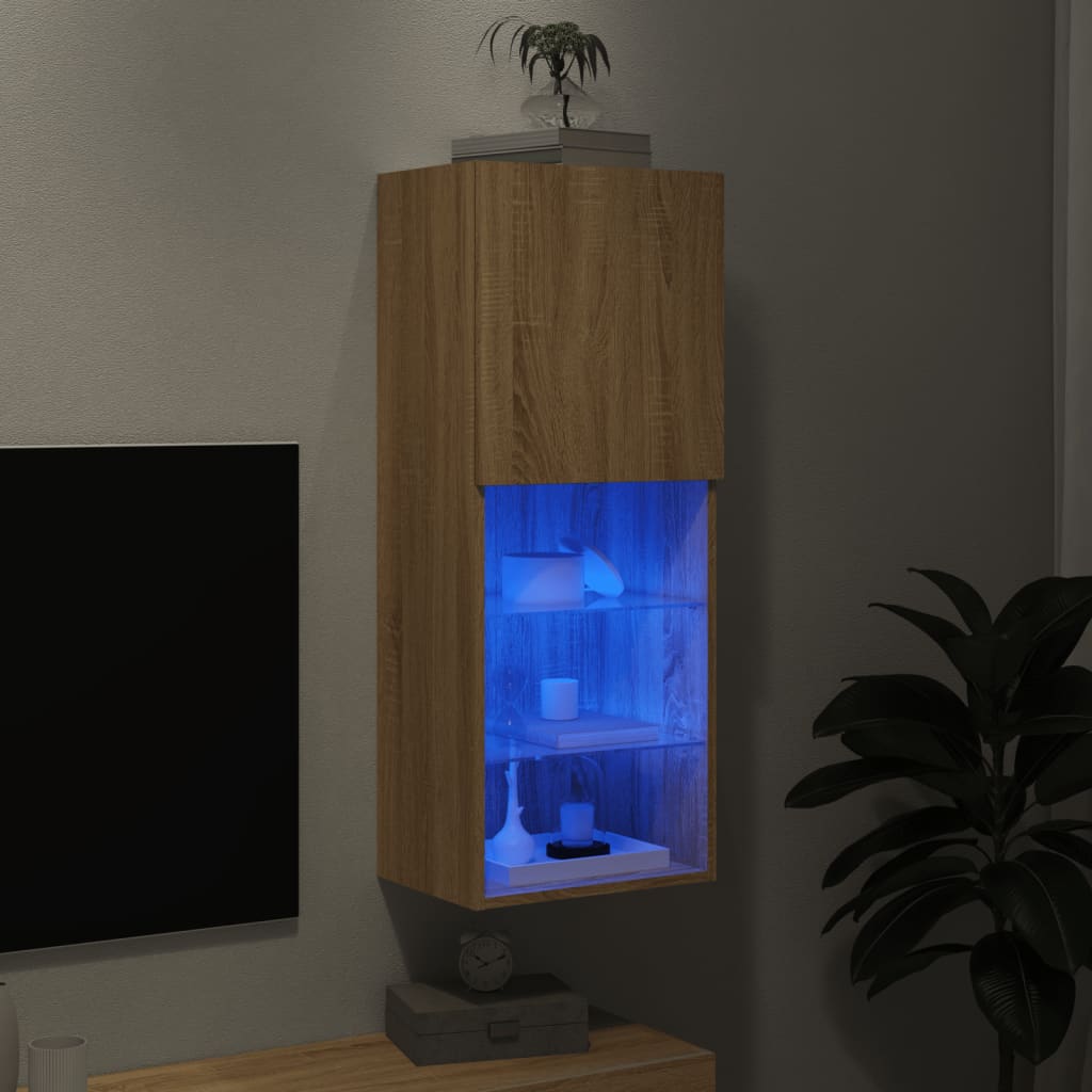 Mobile TV con Luci LED Rovere Sonoma 40,5x30x102 cm