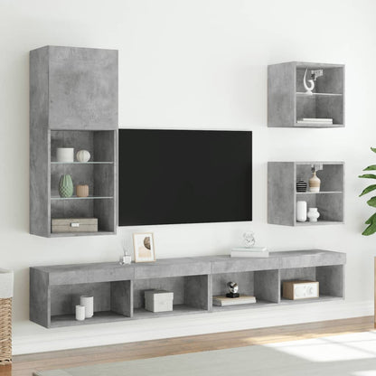 Mobile TV con Luci LED Grigio Cemento 40,5x30x102 cm - homemem39