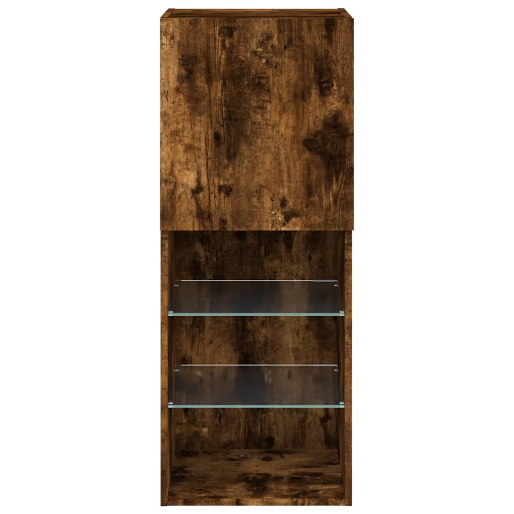 Mobile TV con Luci LED Rovere Fumo 40,5x30x102 cm - homemem39