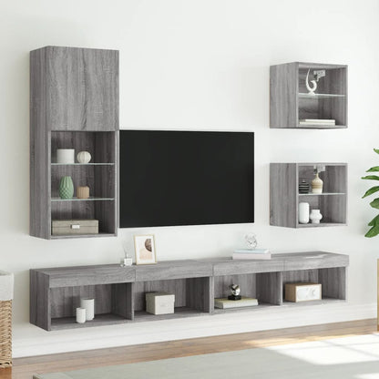 Mobile TV con Luci LED Grigio Sonoma 40,5x30x102 cm