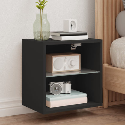 Comodino con Luci LED a Parete Nero | homemem39