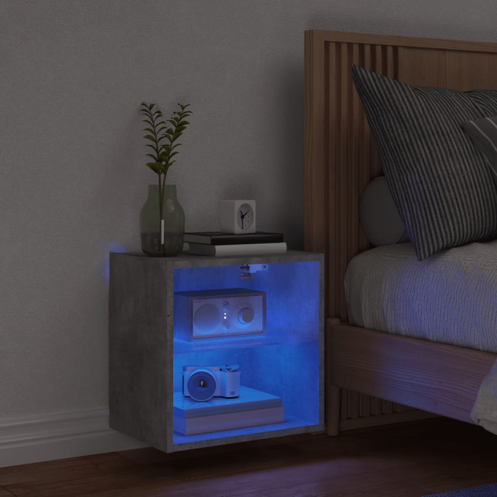 Comodino con Luci LED a Parete Grigio Cemento - homemem39