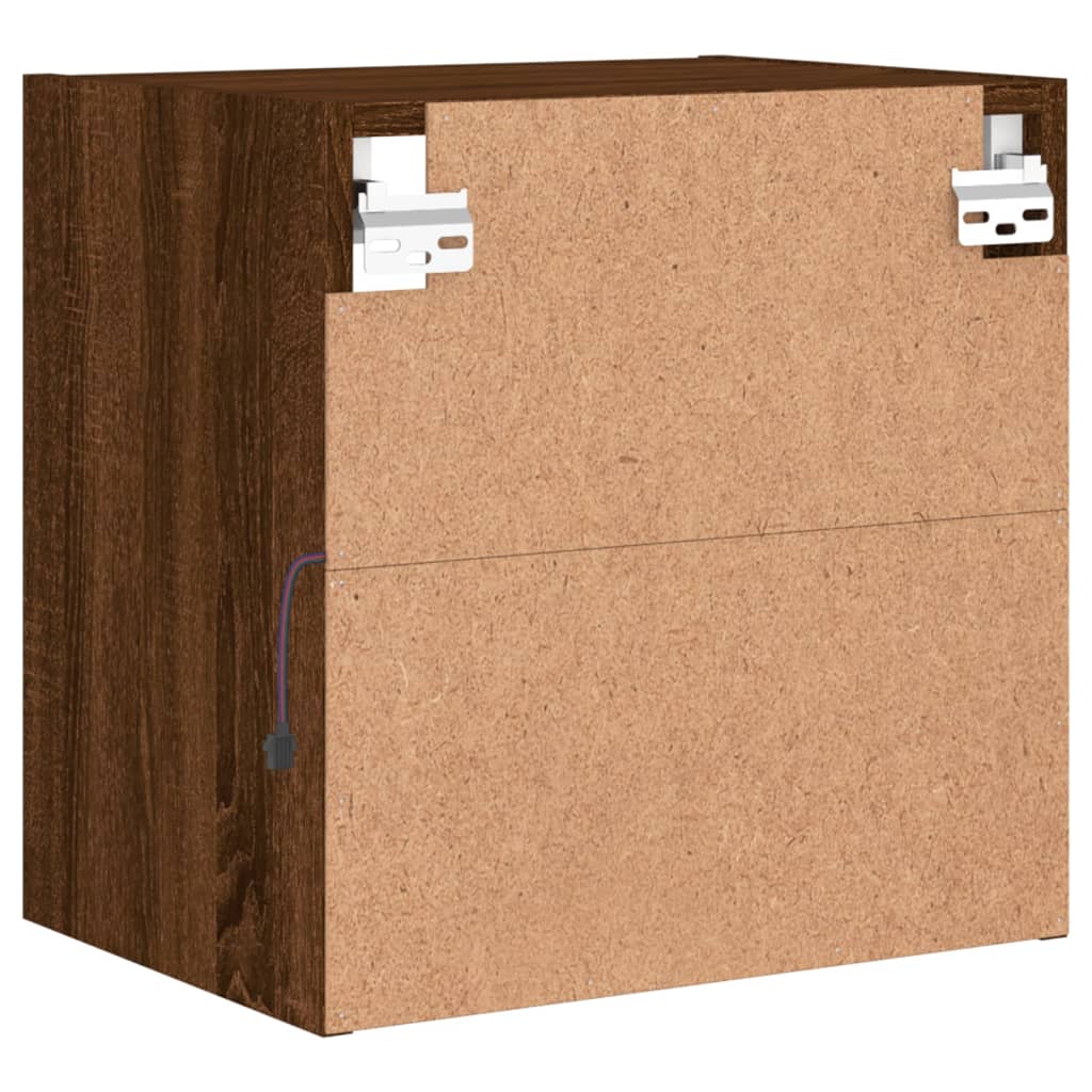 Comodino con Luci LED a Parete Rovere Marrone - homemem39