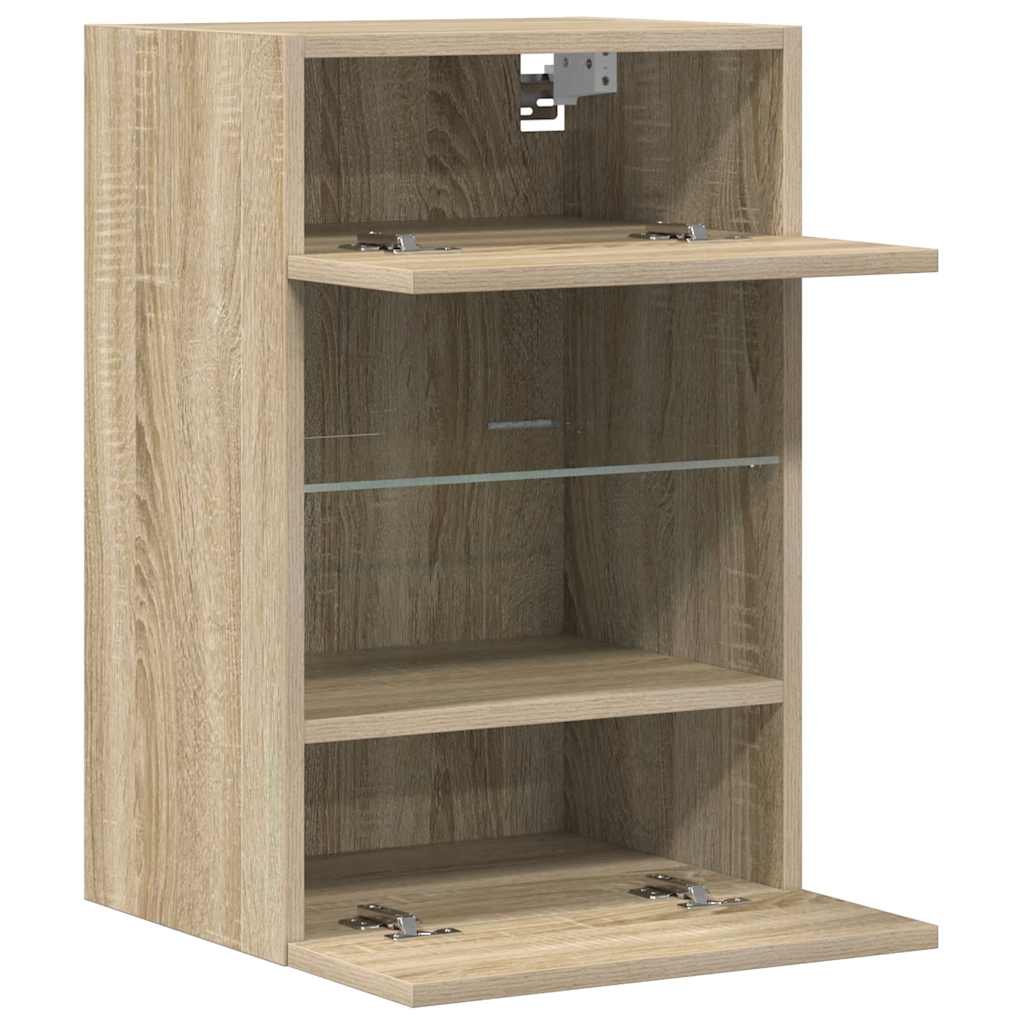 Mobili da parete con luci LED per TV 2pz Rovere Sonoma 40x30x60,5 cm