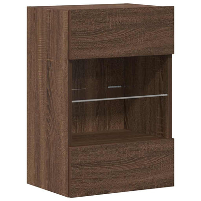 Mobili da parete con luci LED per TV 2pz Rovere Marrone 40x30x60,5cm