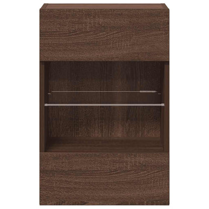 Mobili da parete con luci LED per TV 2pz Rovere Marrone 40x30x60,5cm