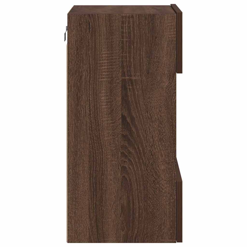 Mobili da parete con luci LED per TV 2pz Rovere Marrone 40x30x60,5cm