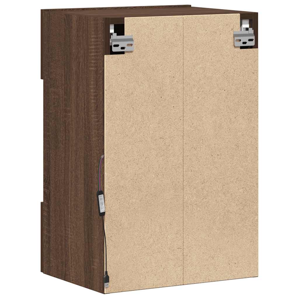 Mobili da parete con luci LED per TV 2pz Rovere Marrone 40x30x60,5cm