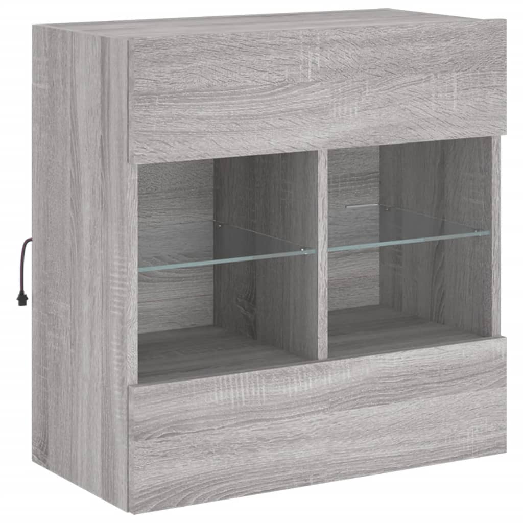 Mobile TV a Parete con Luci LED Grigio Sonoma 58,5x30x60,5 cm - homemem39