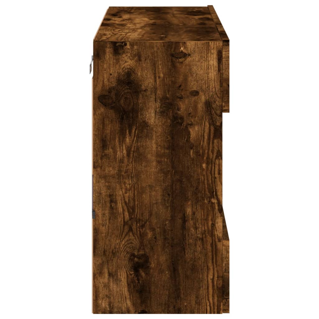 Mobile TV a Parete con Luci LED Rovere Fumo 78,5x30x60,5 cm - homemem39