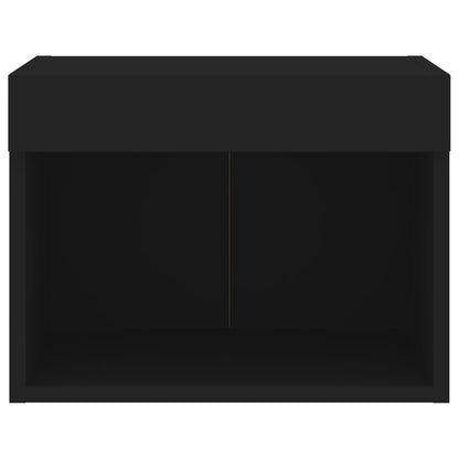 Comodino con Luci LED a Parete Nero
