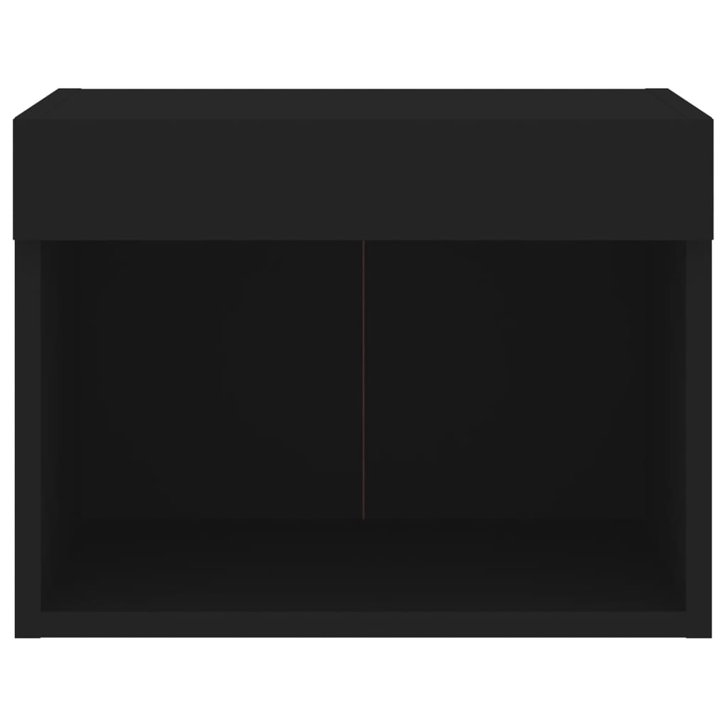 Comodini con Luci LED a Parete 2pz Neri - homemem39