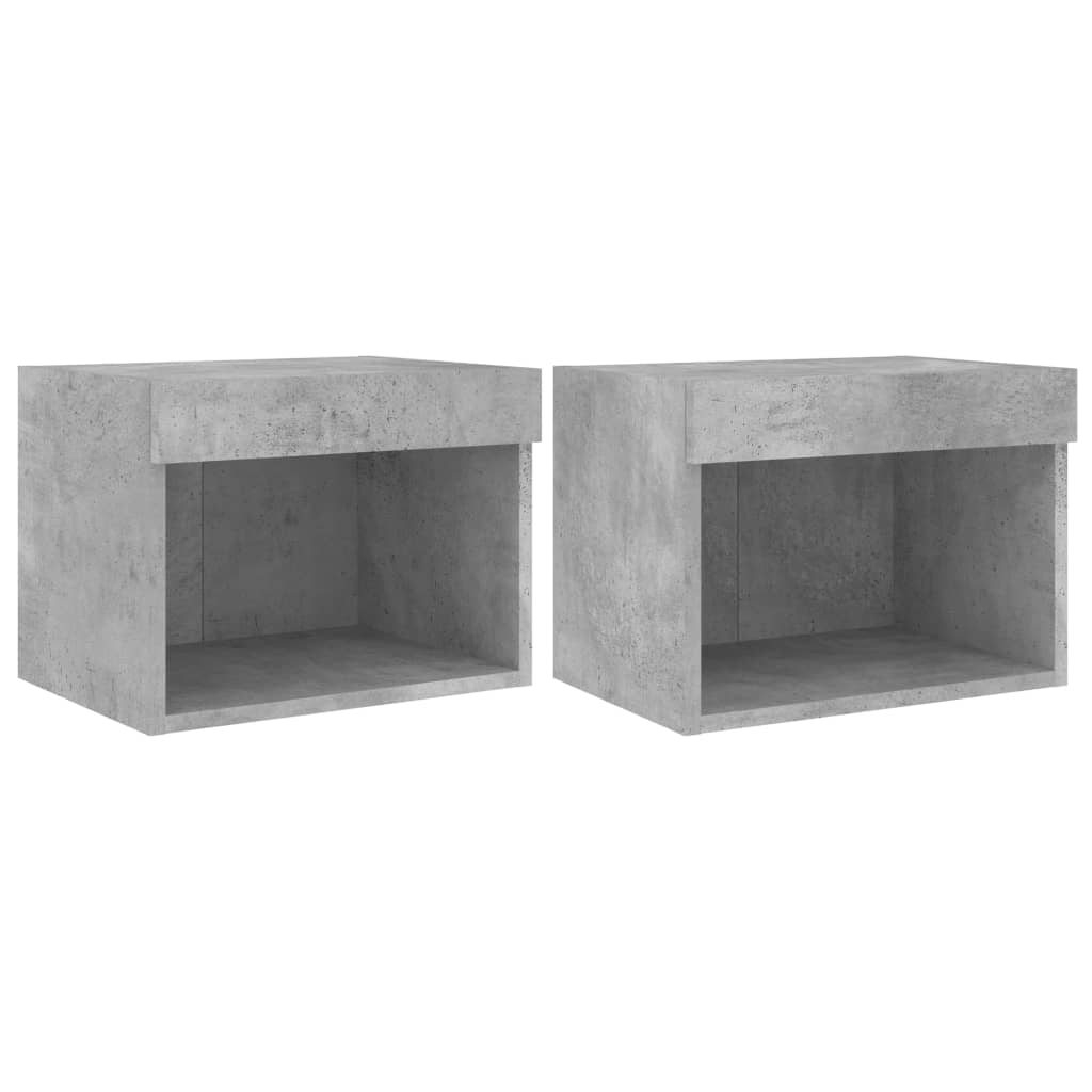 Comodini con Luci LED a Parete 2pz Grigio Cemento | homemem39