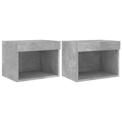 Comodini con Luci LED a Parete 2pz Grigio Cemento | homemem39