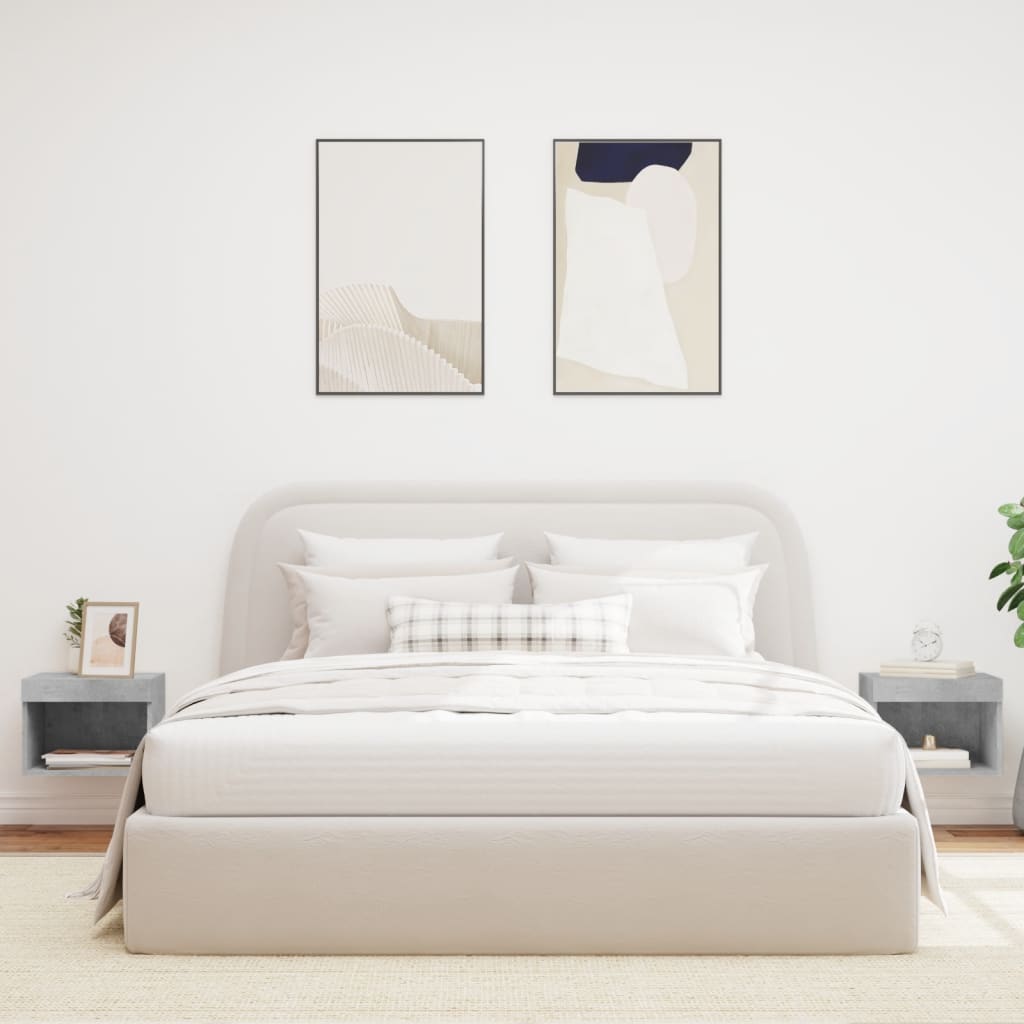 Comodini con Luci LED a Parete 2pz Grigio Cemento | homemem39