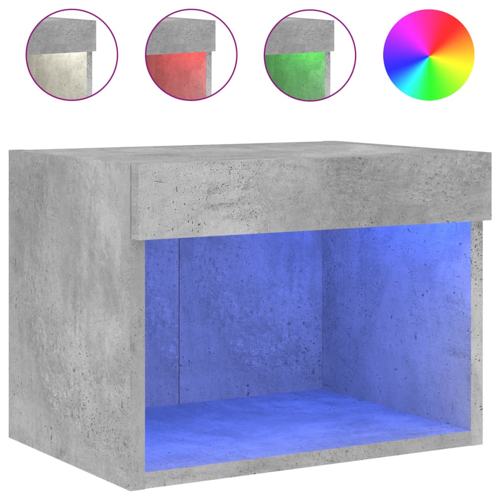 Comodini con Luci LED a Parete 2pz Grigio Cemento | homemem39