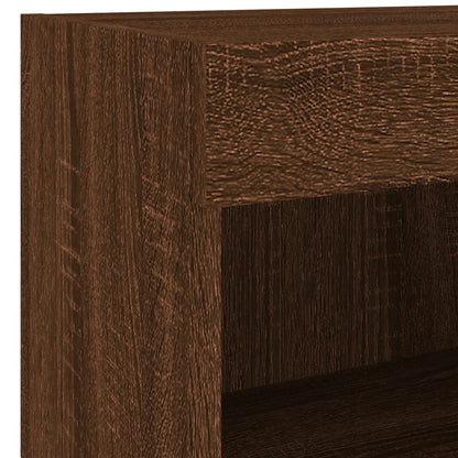 Comodini con Luci LED a Parete 2pz Rovere Marrone