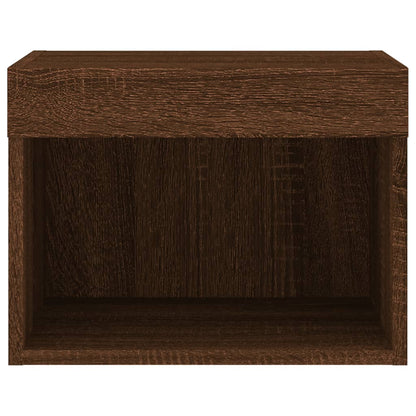 Comodini con Luci LED a Parete 2pz Rovere Marrone