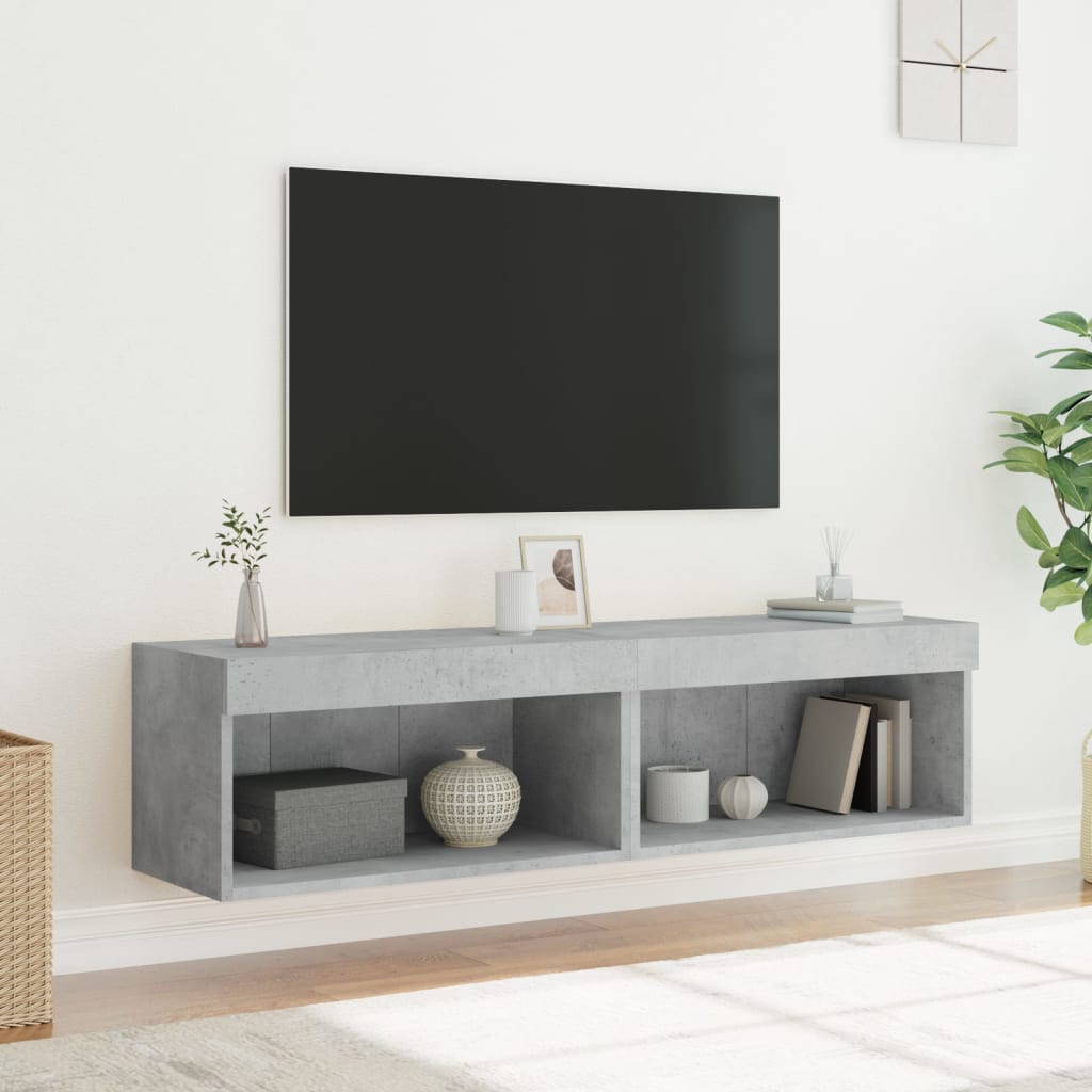 Mobili TV con Luci LED 2pz Grigio Cemento 60x30x30 cm