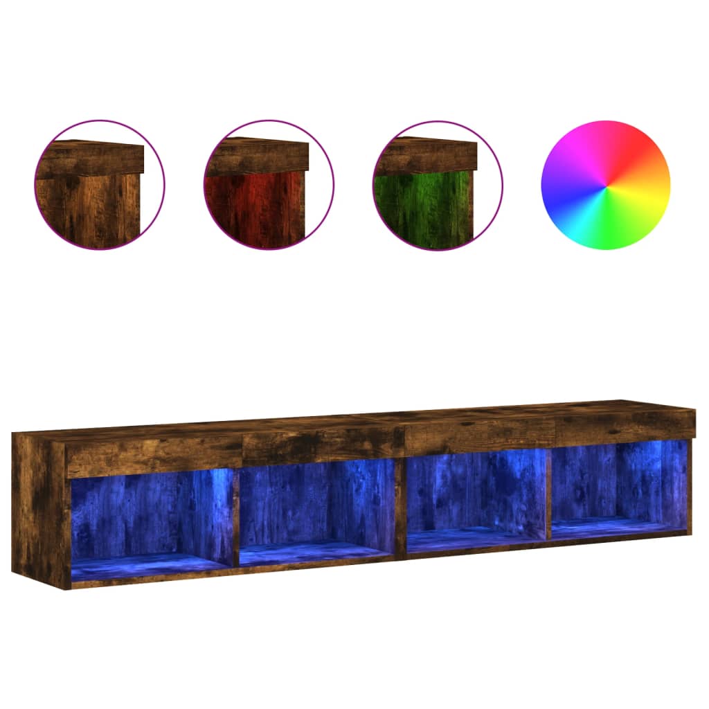 Mobili Porta TV con Luci LED 2 pz Rovere Fumo 80x30x30 cm | homemem39