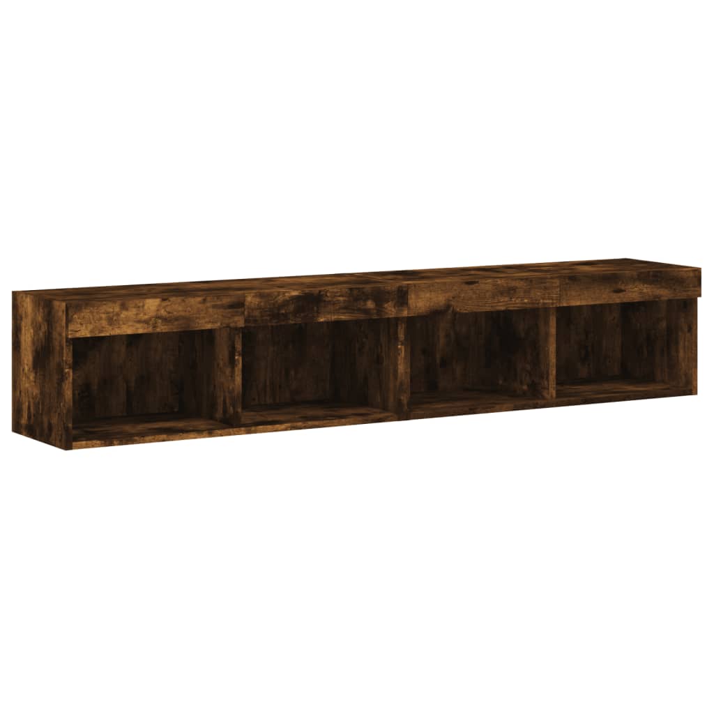 Mobili Porta TV con Luci LED 2 pz Rovere Fumo 80x30x30 cm | homemem39
