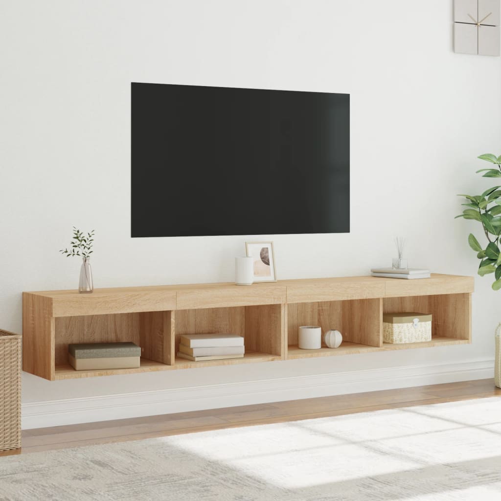 Mobili TV con Luci LED 2pz Rovere Sonoma 100x30x30 cm