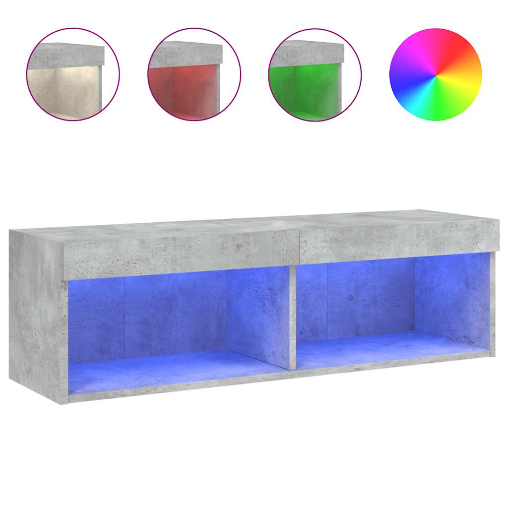 Mobile Porta TV con Luci LED Grigio Cemento 100x30x30 cm