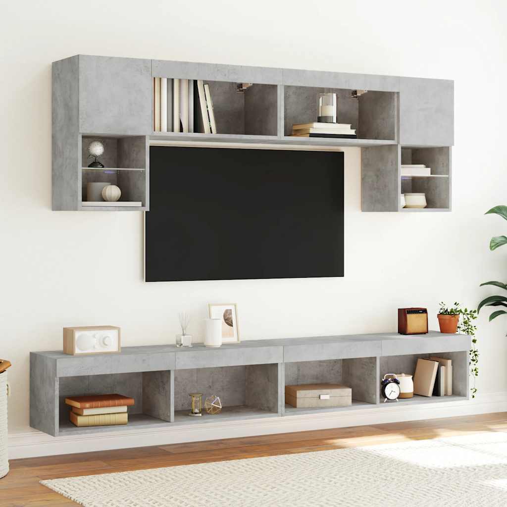 Mobile Porta TV con Luci LED Grigio Cemento 100x30x30 cm