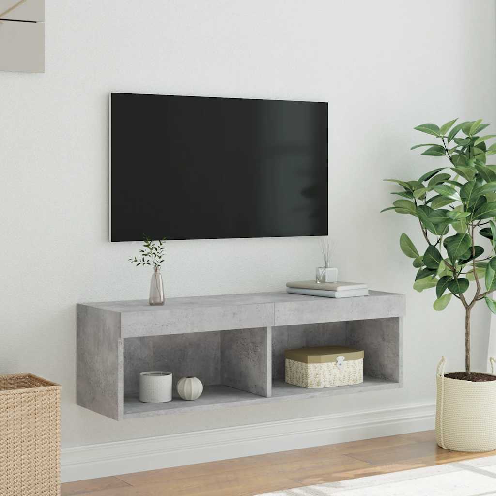 Mobile Porta TV con Luci LED Grigio Cemento 100x30x30 cm