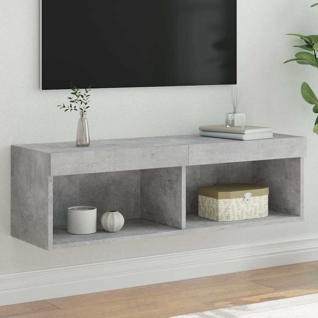Mobile Porta TV con Luci LED Grigio Cemento 100x30x30 cm