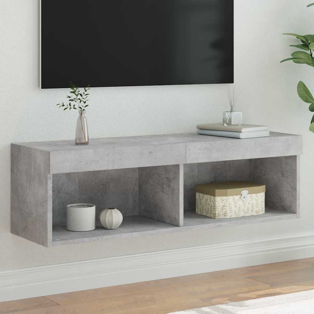Mobile Porta TV con Luci LED Grigio Cemento 100x30x30 cm